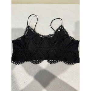 Women's Unbranded Black scalloped Lace adjustable Bandeau bralette L